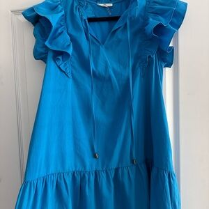 Entro Blue Ruffled Sundress with Flutter Cap Sleeves